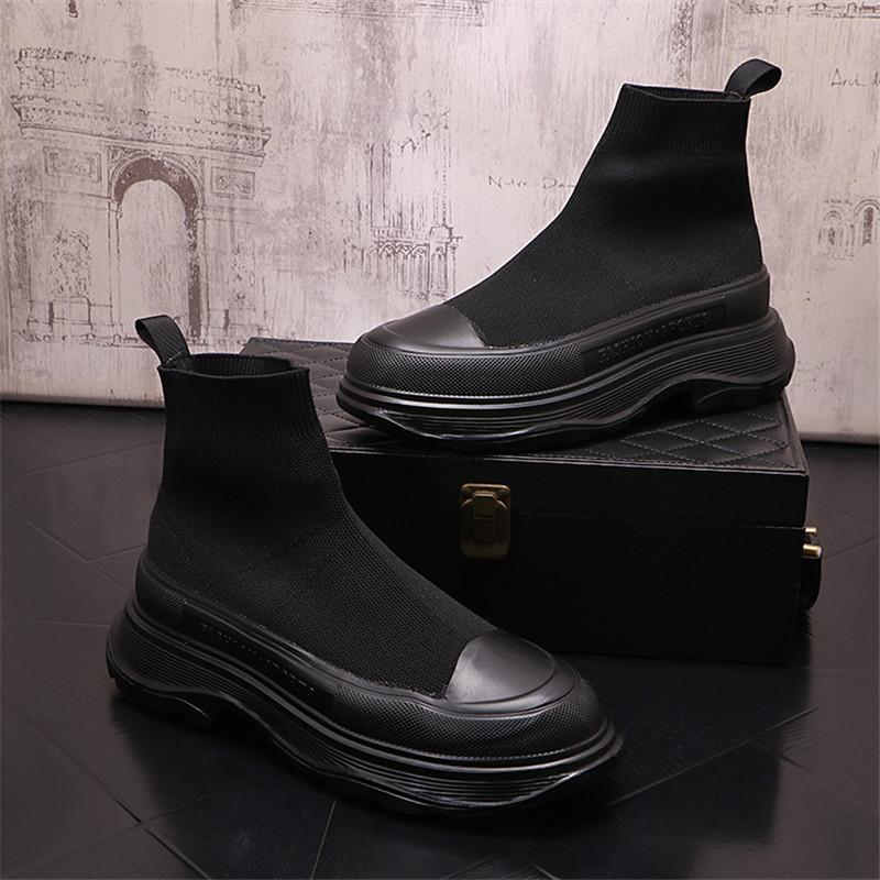 

2024 Осень Новые высокие черные белые мужские кроссовки носки обувь массивные мужские туфли повышают моду повседневные большие размеры Zapatillas 38 чёрный