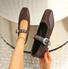 Fashion Buckle Strap Retro Women Mary Janes Shoes Luxury Female Footwear Shallow Ladies Ballet Flats Shoes Women's Topsiders