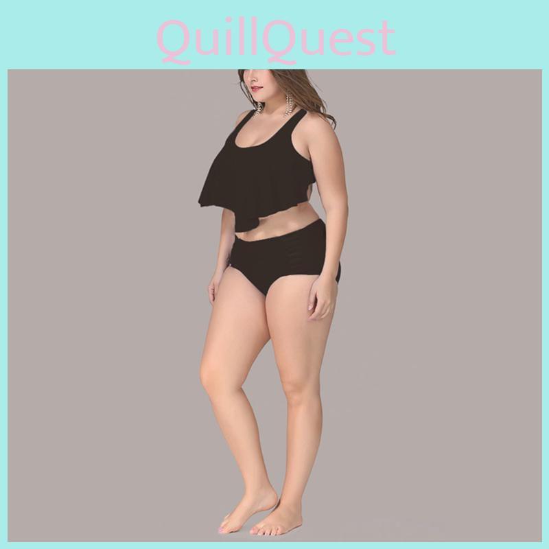 Calofe Sexy Ruffle Bikini Set Large Size For Chubby High Waist Women With Luxurious Fit