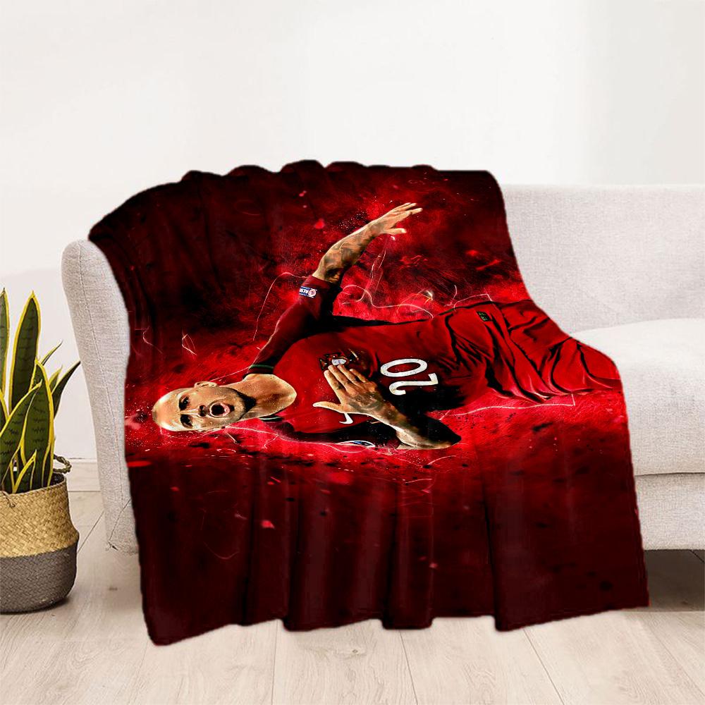 Soccer Player Action Blanket Comfortable Great for Bedding Office Chair Four Seasons Multipurpose Modern Unique Gift for Family and Friends Camping