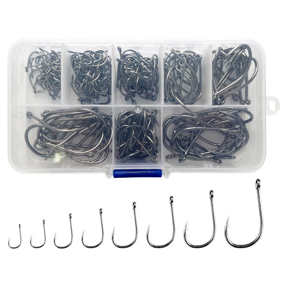 220PCS/Box Carp Fishhook High Carbon Steel Fish Hooks Fishing Barbed Hooks for Freshwater Saltwater Fishing Accessories