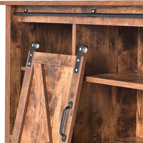 TV Stand Large Capacity Sturdy Construction Good Load-bearing Sliding Doors Retro Item Storage Heighten