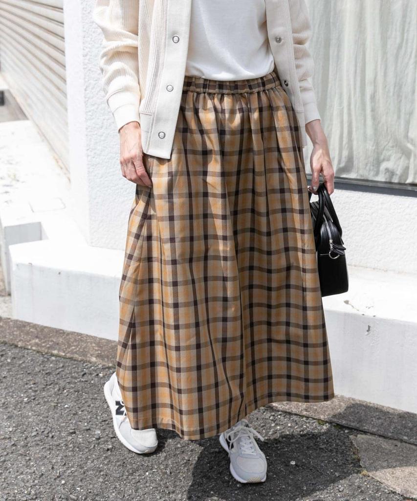 Research Skirt Check Gathered Skirt for Women GUNCLUB 1 [Urban Doors] FORK&SPOON DF36-25V029