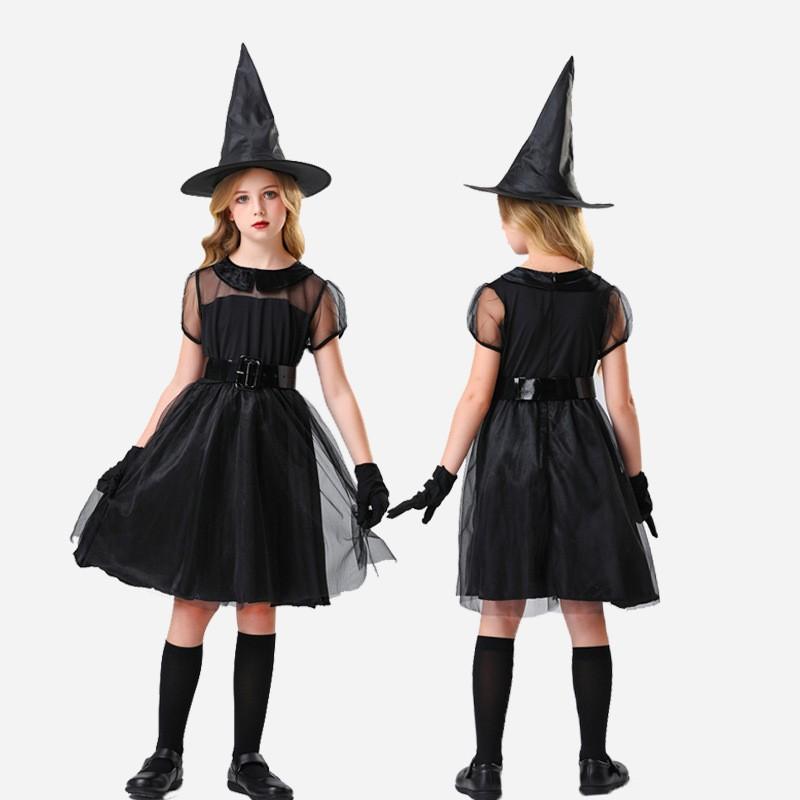 Halloween Vampire Adult Kids Black Dress Witch Witch Play Parent-Child Masquerade