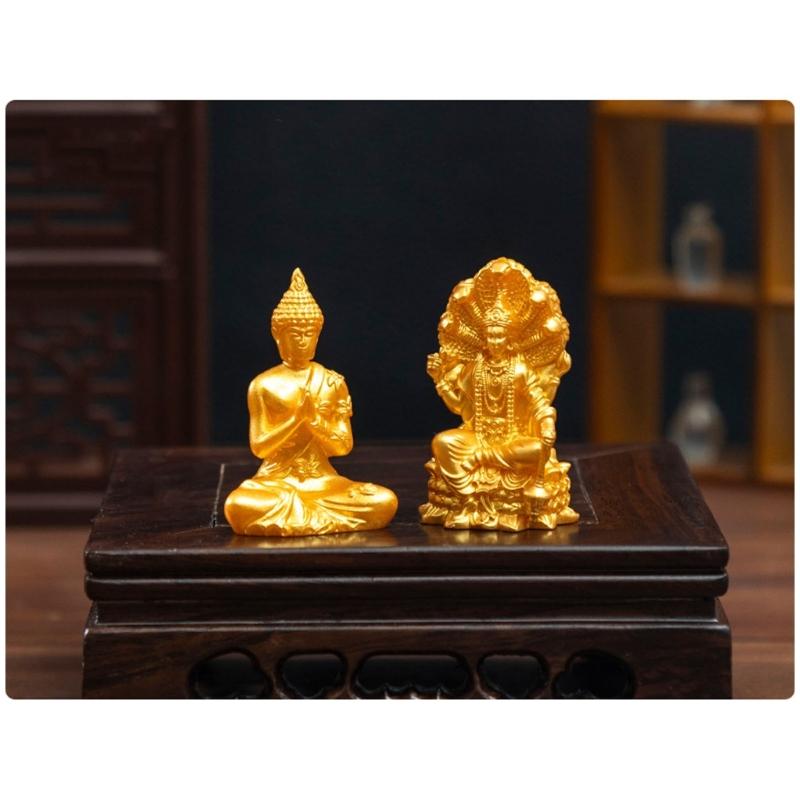 30Pcs Sakyamuni Buddhas Statue Mini Gold Buddhas Figurines Bulk,Tiny Figures Ornament for Car Dashboard Home Decorations