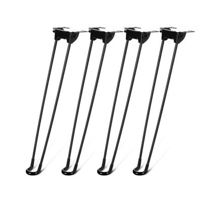 Set of 4 Foldable Hairpin Table Legs Black Iron for Coffee Bedside Desk DIY with Rubber Pads for Floor Protection