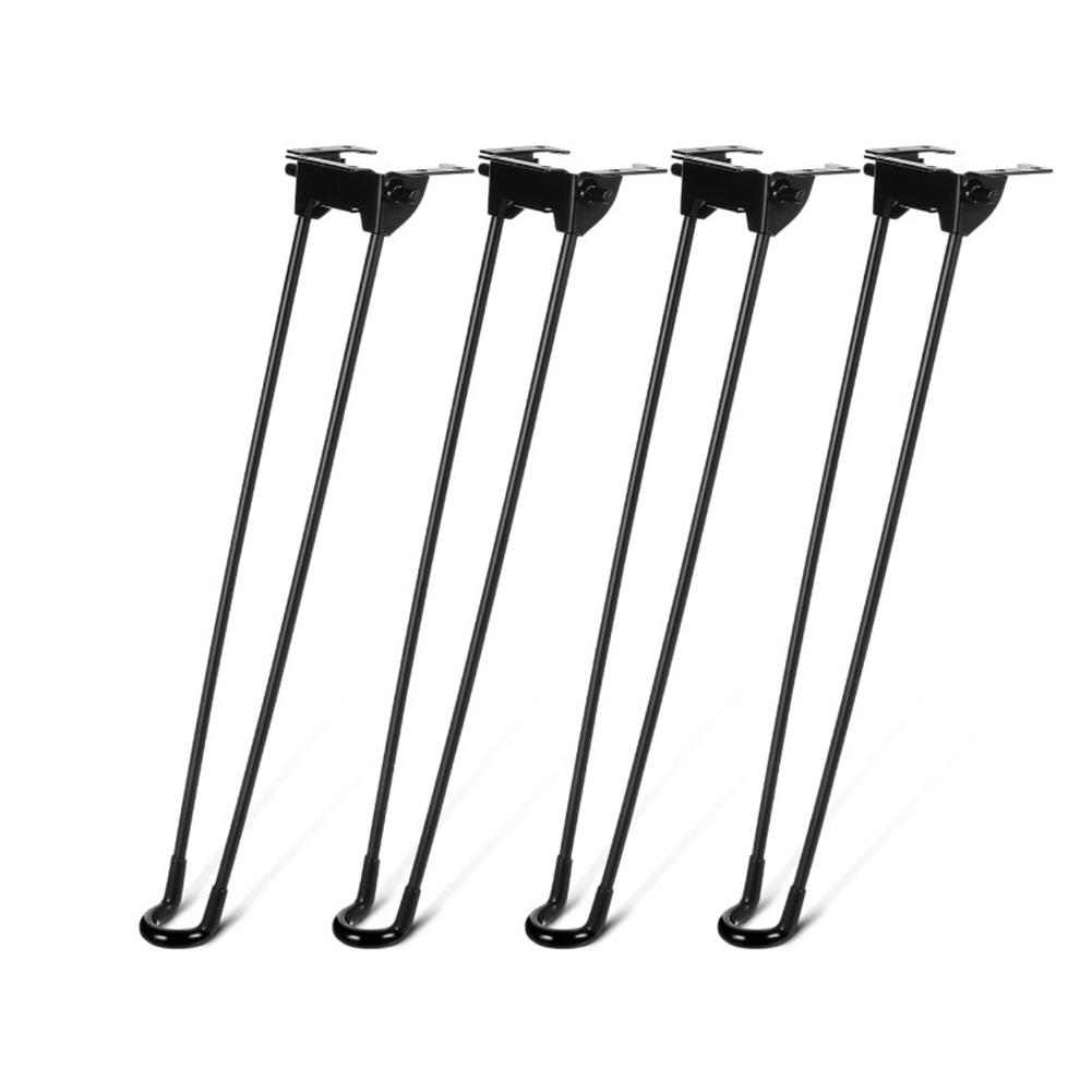 4-pack hopfällbara hårnålsbordsben Svart Järn för Kaffe Nattduksbord Skrivbord DIY-projekt med Golvskyddande Gummi
