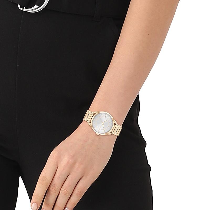 Calvin Klein Watch Quartz Movement Stainless Steel Strap White Dial Women's Watch C-shaped Temptation Small Gold Watch Women's Watch 25200191