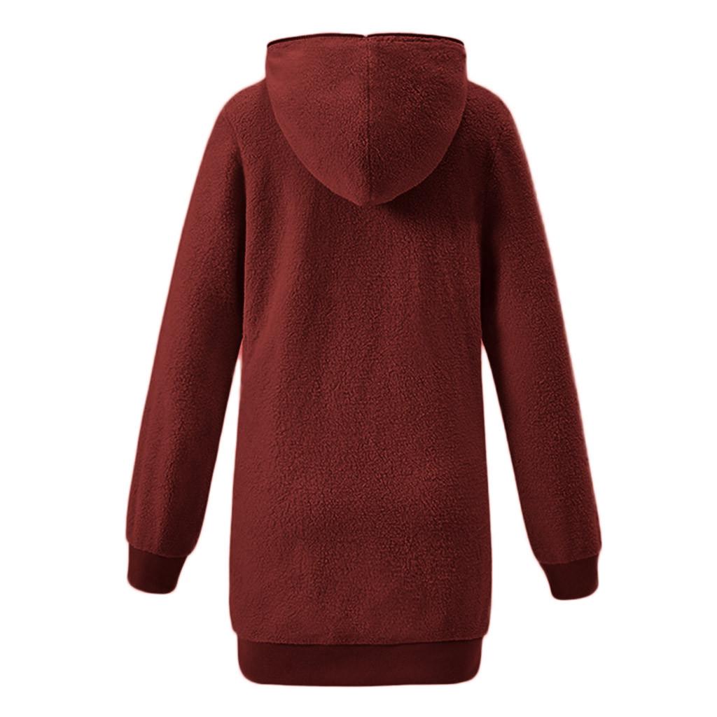 

Женское однотонное пальто большого размера на молнии с капюшоном, кардиганы, верхняя одежда с карманом XXXXL винный