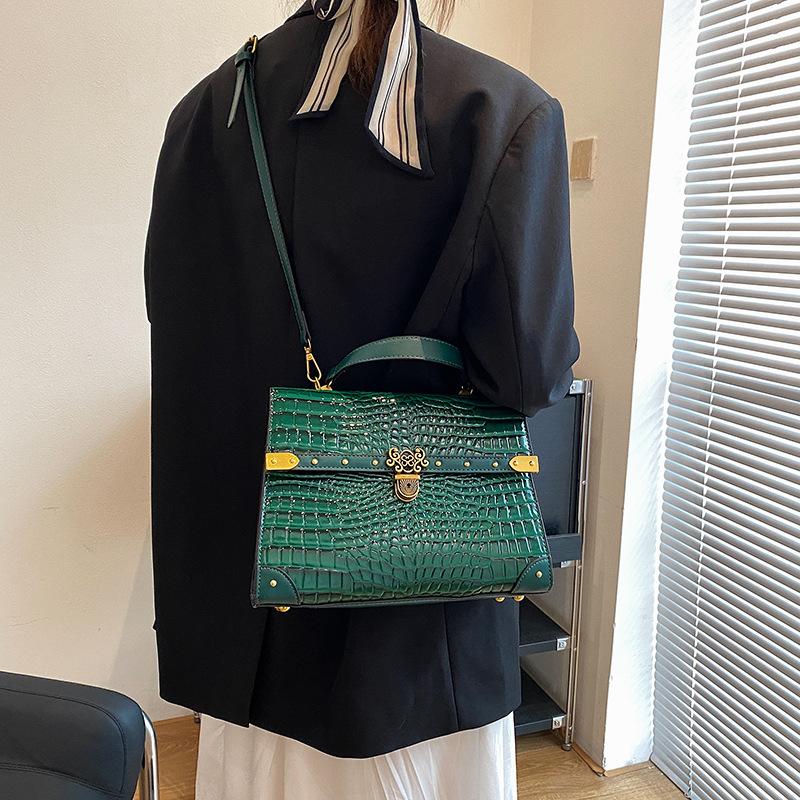 

Сумки из кожи с крокодиловым узором для женщин Классические сумки через плечо с металлической пряжкой Роскошный дизайнерский бренд Качество Камень