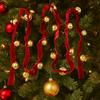 2.7m Christmas Velvet Bell Strings Red Handmade Craft Ribbons Bell Pendants Iron Bell Xmas Tree Hanging Bells