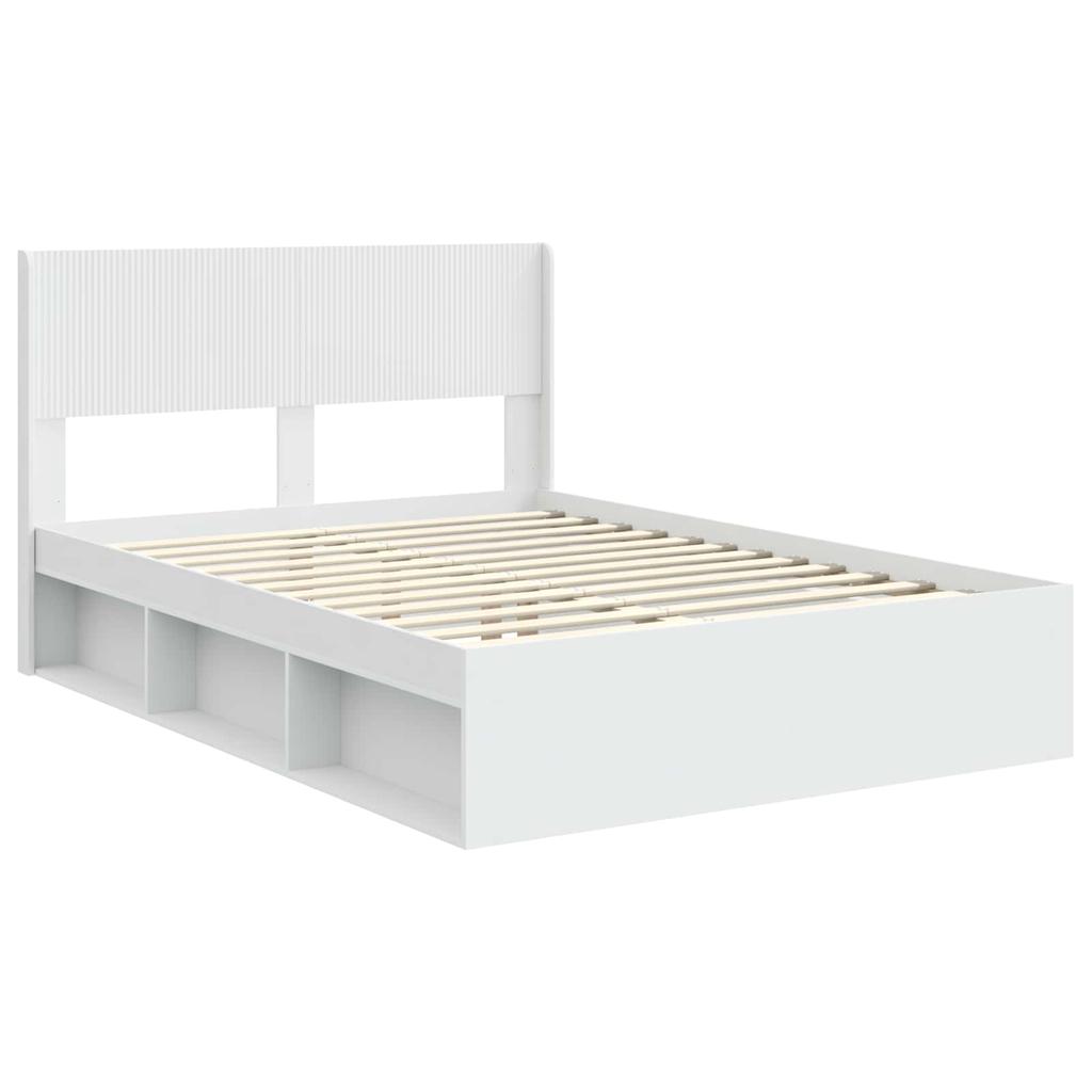 Struttura Letto con Spazio Contenitore e Testiera Bianca 150 x 200 cm