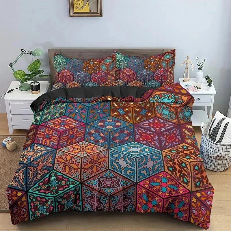 Vintage Bohemian Single King Queen Size Bedding Sets Boho Mandala Quilt Comforter Duvet Cover With Pillowcase Bedclothes