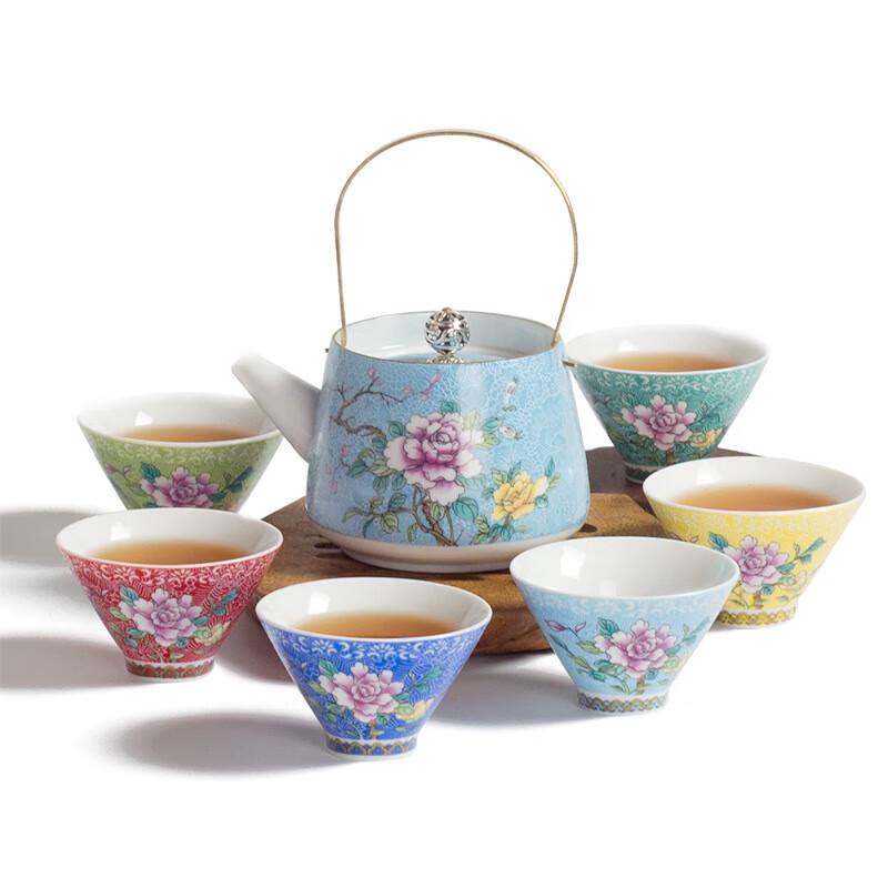 

Jingdezhen Powder Enamel Peony Ceramic Tea Set