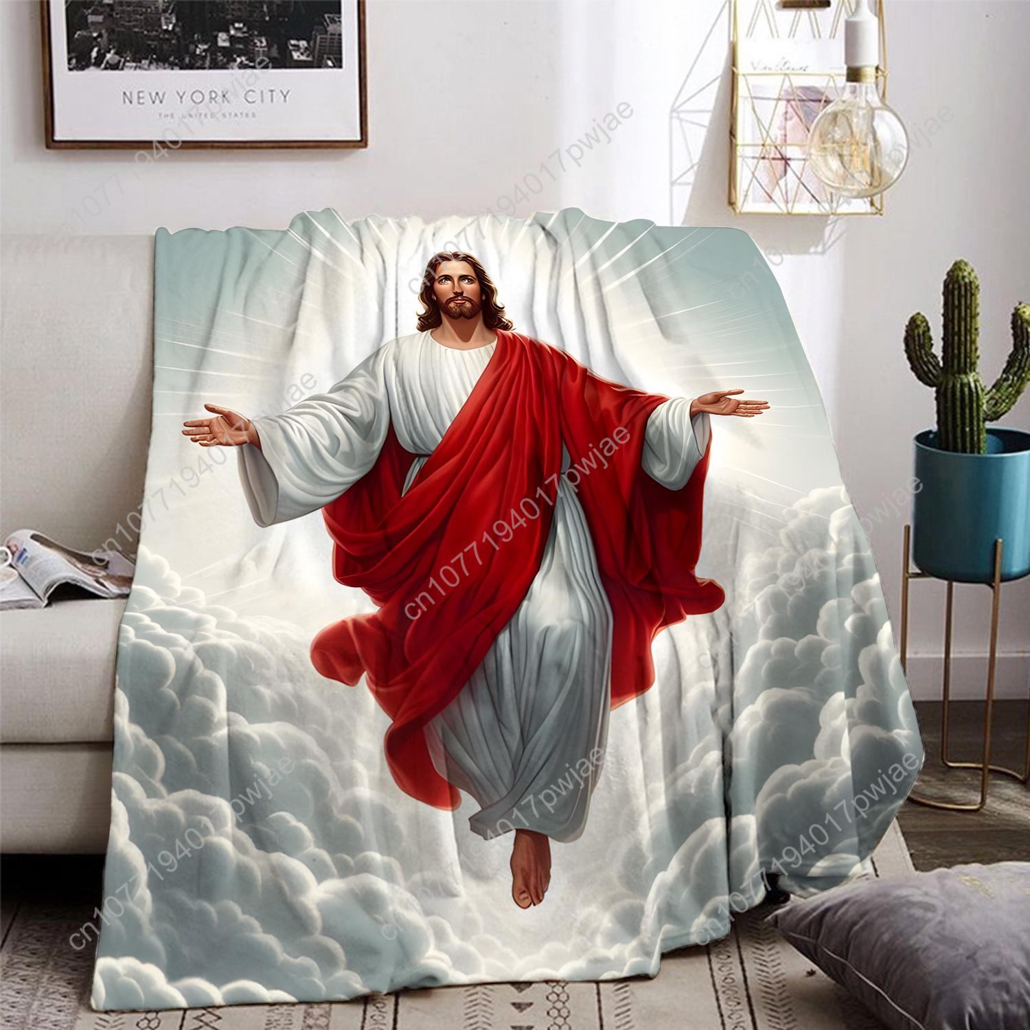 [Jesus-Themed Flannel Blanket] Cozy Jesus-Themed Flannel Throw Blanket - Perfect Christmas & Holiday Gift for Office, Home & Bed 75cmx90cm