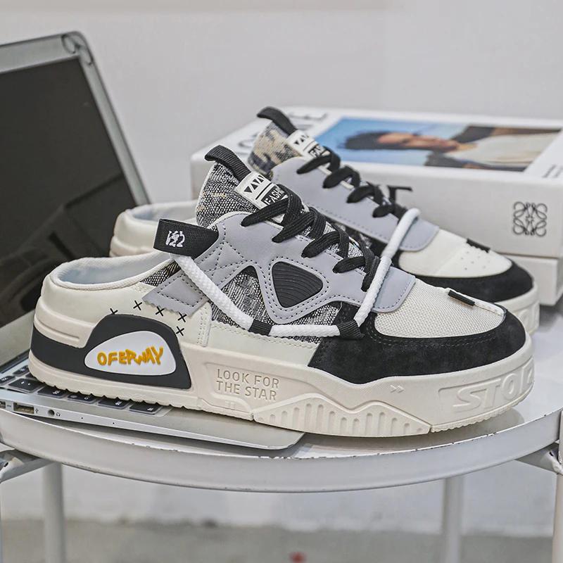 

Модная мужская повседневная обувь, полутапочки, легкие, без застежек, дышащие, мужские плоские спортивные туфли, кроссовки, удобные мокасины для вождения 39