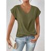 Autumn new products women's lightweight breathable V-neck T-shirt elegant knotted loose short-sleeved top women