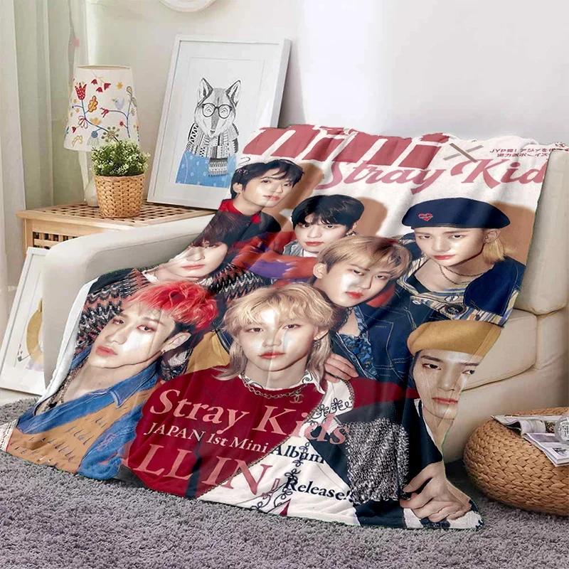 Korea Kpop Stray Kids 3D Singer Soft Flannel Blanket for Beds Bedroom Sofa Picnic,Throw Blanket for Cover Outdoors Leisure Gift