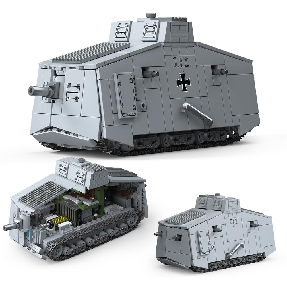 Bai Fen Bai Toys Ww1 Military World War I Army Building Block Set Set A7v Heavy Tank Block Bricks City Series Building Construction Toy For Children