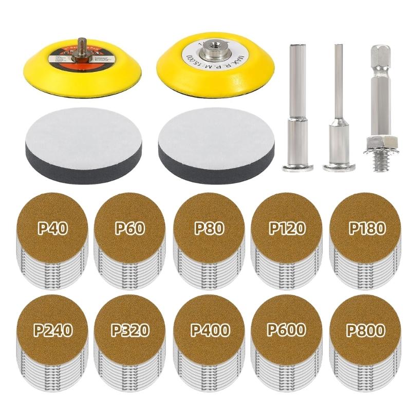 

Gold Grinder Sanding Disc Drill Sanding Attachment Hook and Looping Backing Pad with Sander Pads Sandpaper for Woodworking 1