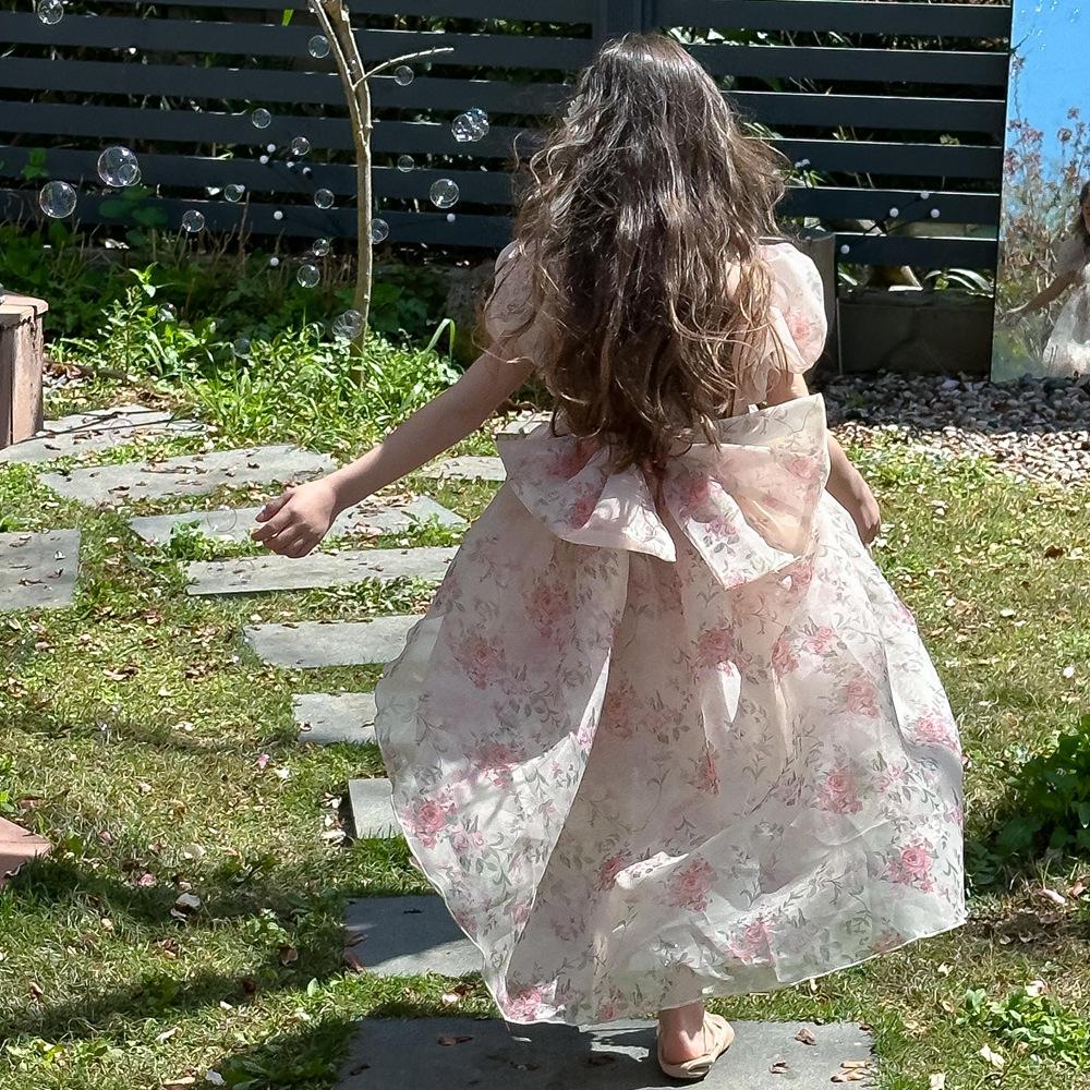 

Princess Floral Bow Train Dress for Girls 130 cm рожевий