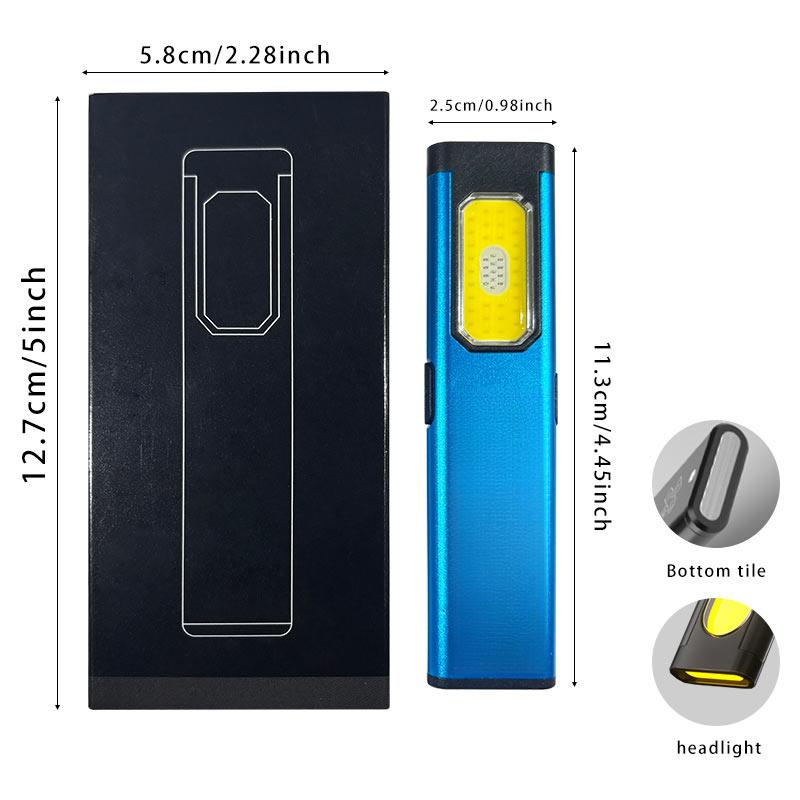Portable LED Flashlight COB Floodlight and High Beam Aluminum Alloy Pen Clip Work Light Built In Battery with Tail Magnet
