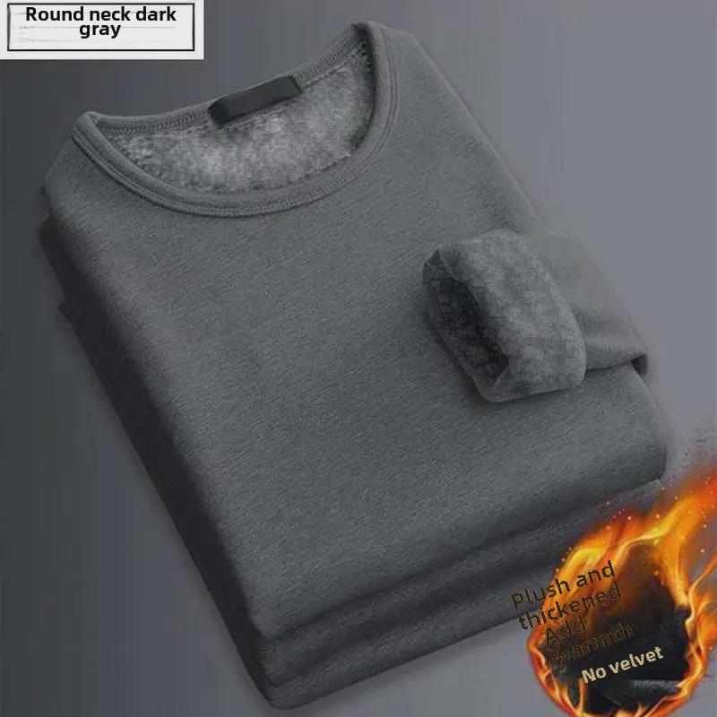 Men's Winter Plus Velvet Thermal Top: Thick, Stylish, and Warm Base Layer or Outerwear for Youthful Look
