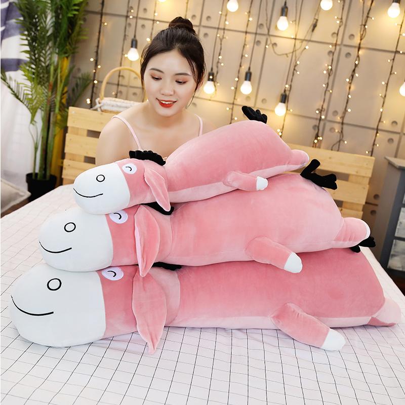 Non-Toxic New 70-90Cm Cute Cartoon Donkey Soft Stuffed Animals Toy Children Donkeys Pillow Cushion Kids Comforting Companion Birthday Gift