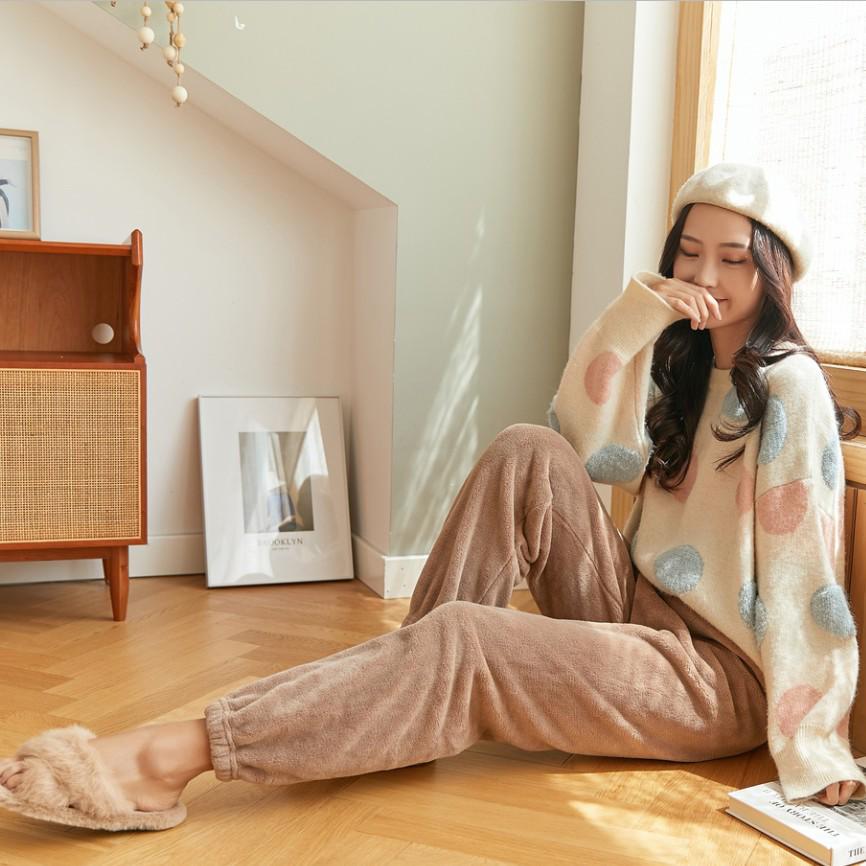 Jinhan Autumn/Winter Fairy Warm Fleece Pajama Pants - Thick, Loose, and Cozy for Home