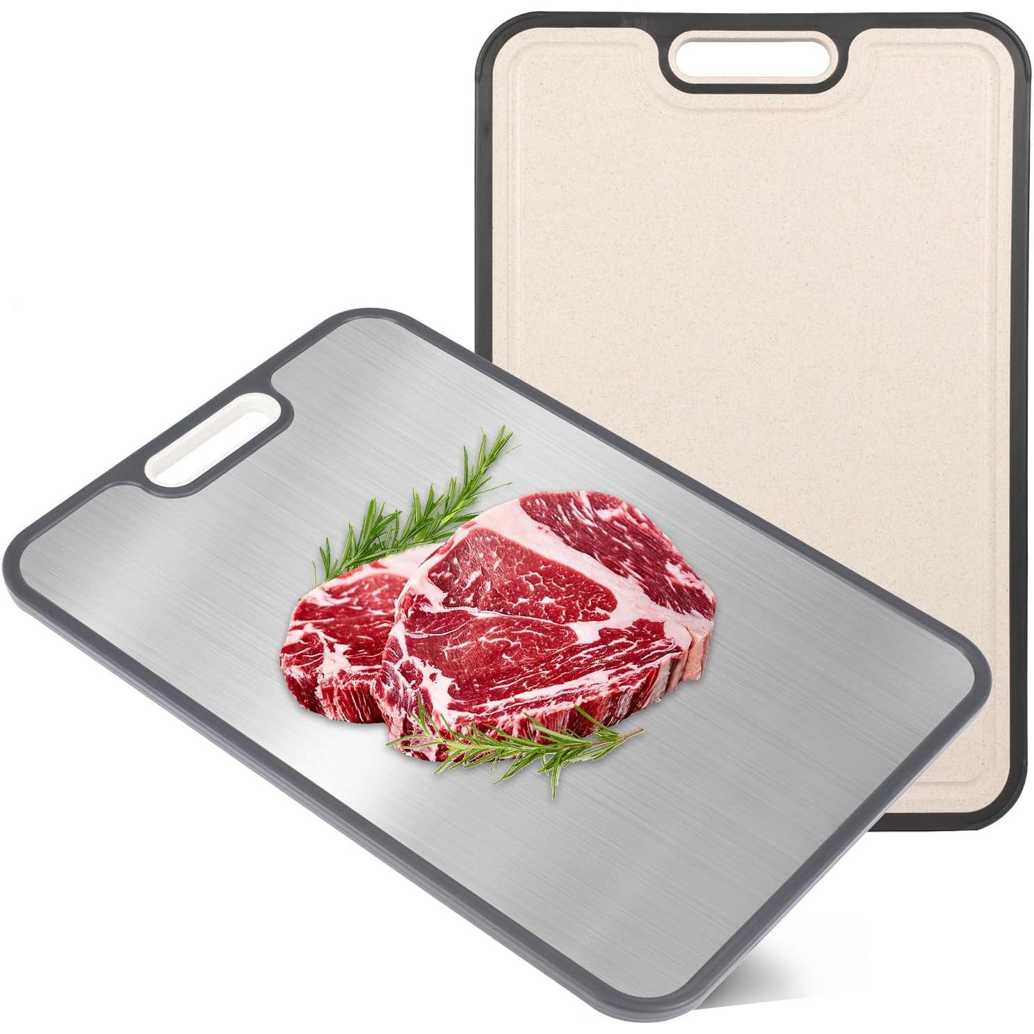 Heavy- duty thickened titanium cutting board, Double-Sided Titanium & Wheat Straw Cutting Board, Cutting Board for Kitchen, Chopping Board Double-sided Usable Cutting Board
