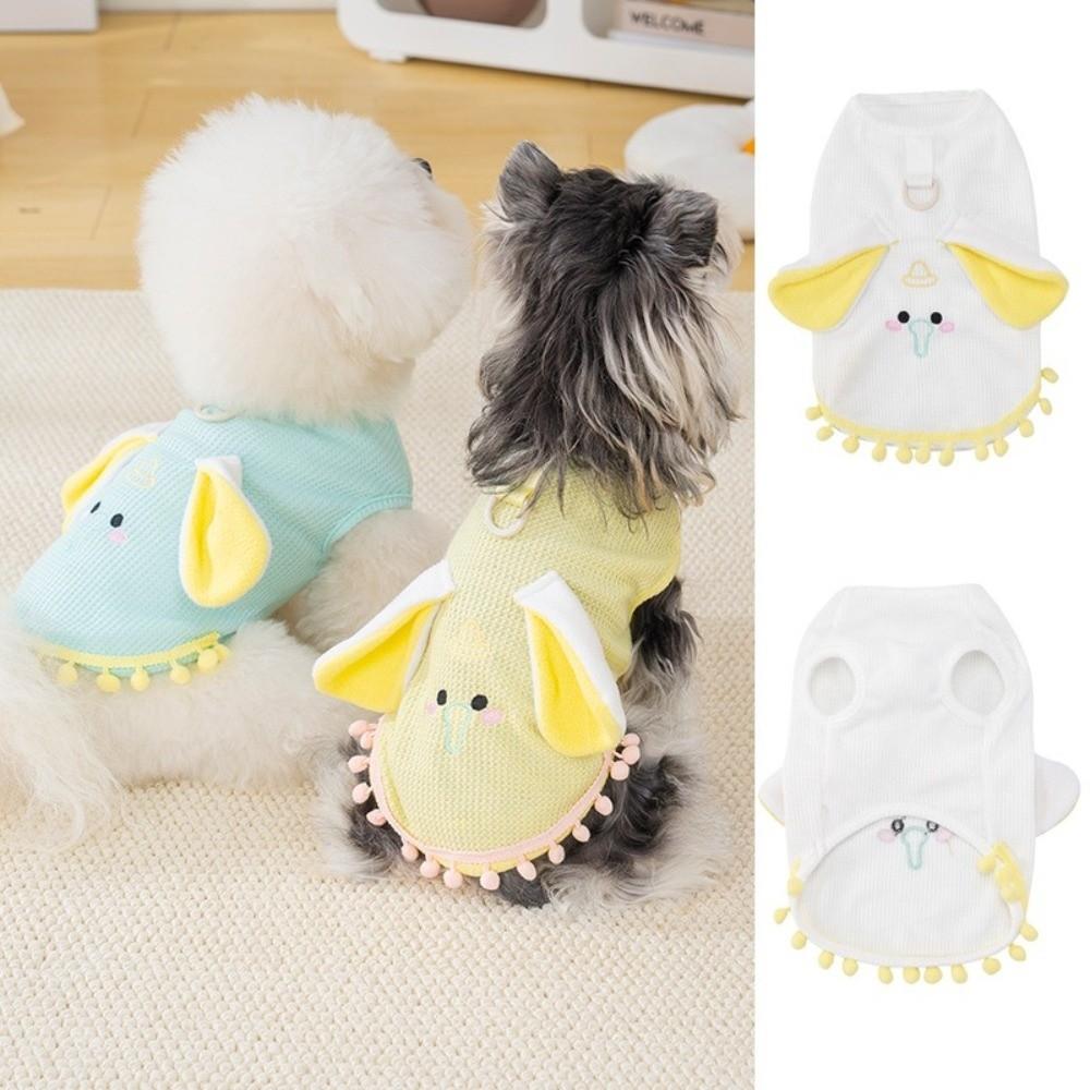 Cute Print Breathable Dog T-Shirt Comfortable Cartoon Cat Traction Suit with D-ring Lightweight Pet Vest Daily Walk
