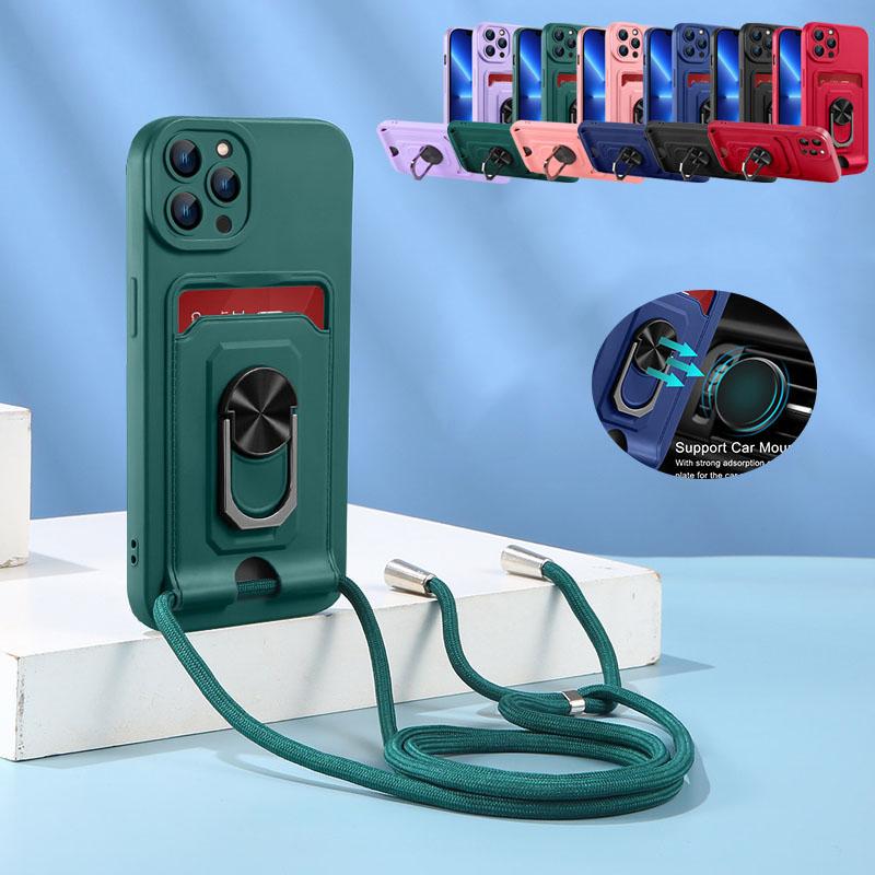 

Карманный чехол для карты с ремешком для Redmi Note 11 Pro 10 Pro 10S Poco X3 Funda Samsung S22 Ultra A53 5G A52S 5G iPhone 13 Веревка Силиконовая крышка