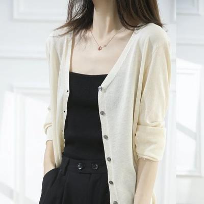 Spring and Summer New Style V-neck Thin Sweater for Women Summer Sun Protection Clothing for Women Cardigan Jacket