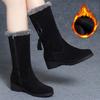 Winter Plus Velvet Thickened Mid-tube Snow Boots Women's Warm Tassel Wedge-heeled Cotton Shoes