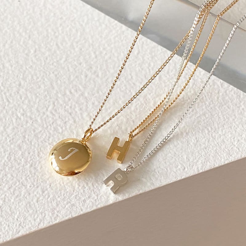 

Taupe 925 silver initial necklace series (choose one of two) Y