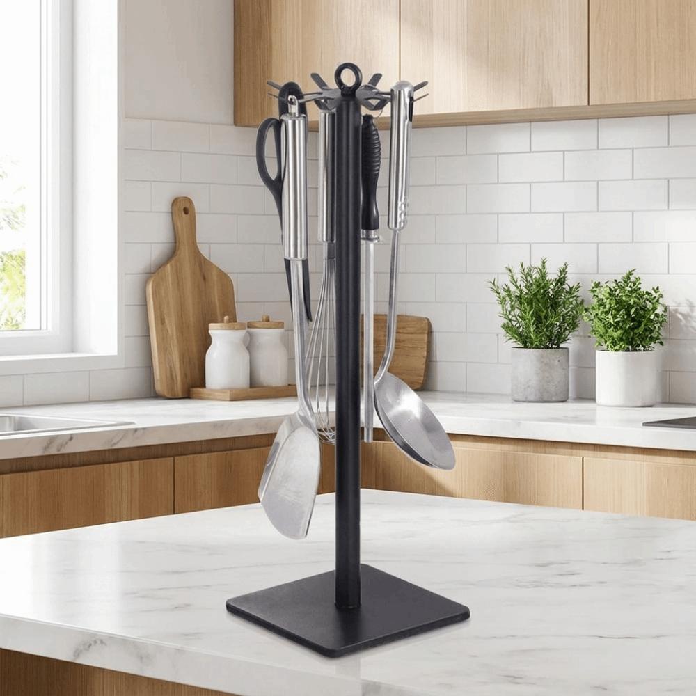 Stable Base Rotating Spatula Rack Movable Spoon Hanging Rack Pot Shovel Rack for Kitchen