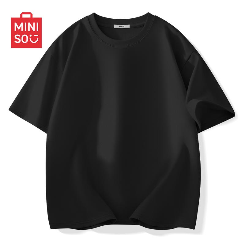 MINISO Men s Ice Silk Mesh Breathable Short Sleeve T-Shirt 4XL чёрный