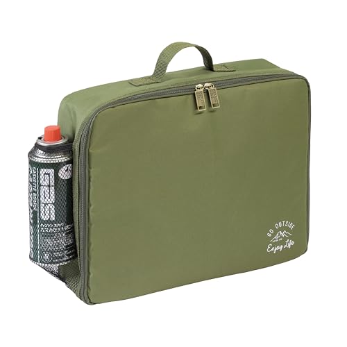 Captain Stag UF-40 Outdoor Storage Case for Portable Gas Stove with Pocket, Olive, Monte