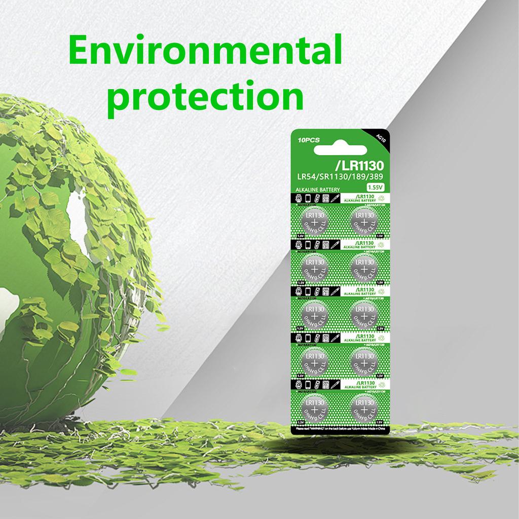 Pack of 10pcs/sheet LR1130 Alkaline Button Batteries 1.5V Coin Cell Battery for Watches Calculators and Digital Cameras