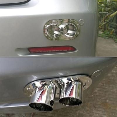 Universal 1Pcs Car Rear Bumper Exhaust Dual Outlet Tail Muffler Tip Pipe Throat Sticker Decorative For Toyota VW Honda Accessori