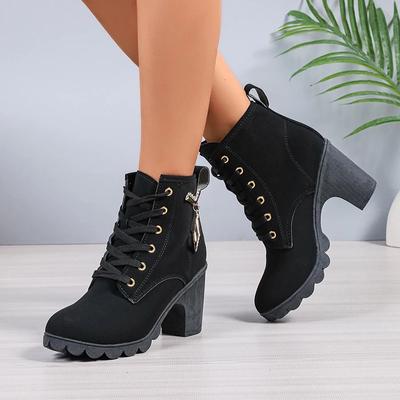 Mode Wildleder Damen High Heels Chelsea Boots Knöchel Kristall Klobig Winterschuhe 2024 Designer Neue Kurze Stiefel Pumps Marke Damen Zapatos