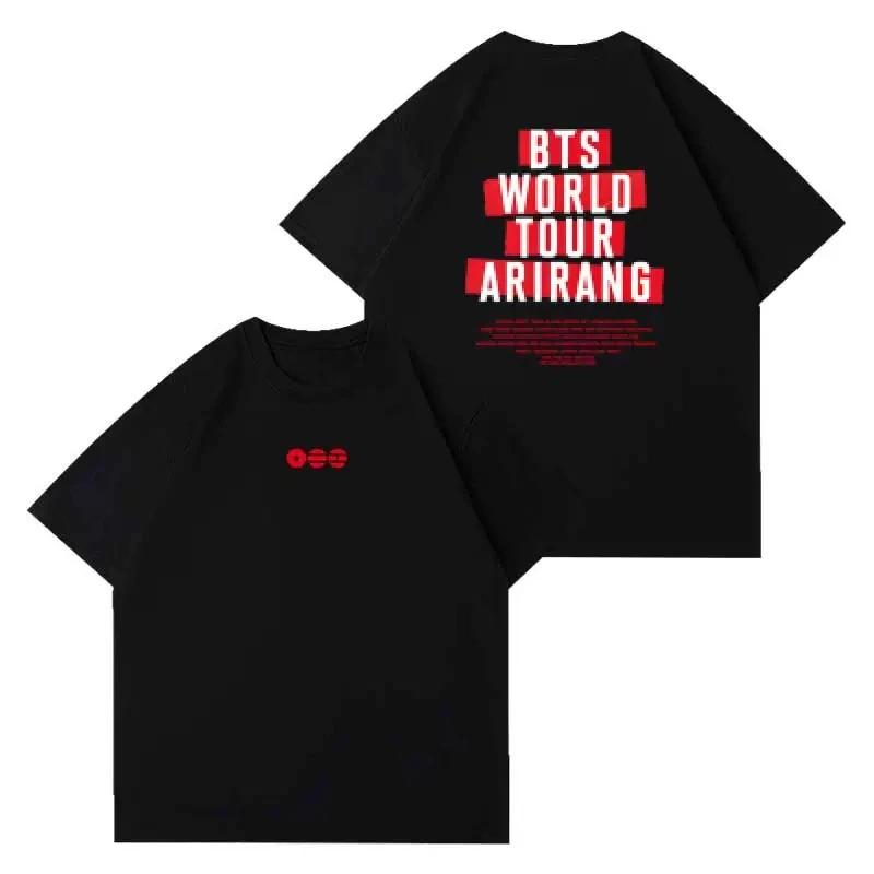 Kpop BTS 2026 Welttournee Arirang Gleicher Stil T-Shirt Herren Damen Mitglieder Namensliste Druck Lässiges Kurzarm-T-Shirt Koreanische Fans Geschenk
