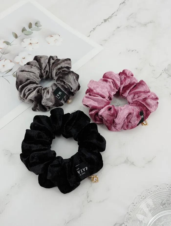 Maia Velvet Shining Scrunchie Pink