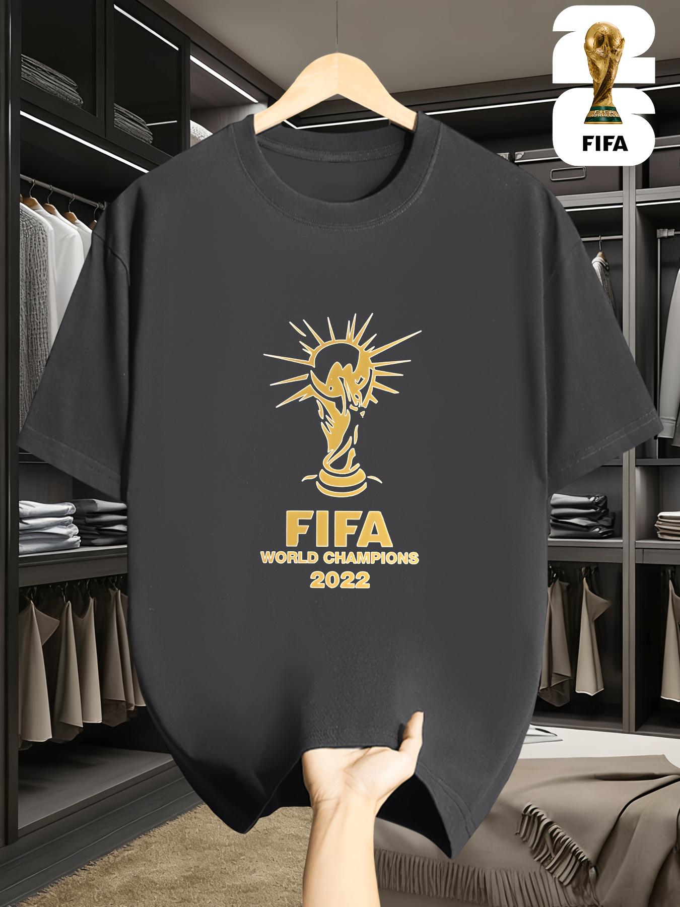 Базовая футболка с веселым принтом с коротким рукавом FIFA для мужчин, посвященная Чемпионату мира 2026 года в США и Мексике, — это модный летний must-have для футбола. S серый