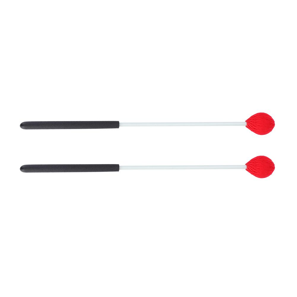 1 Pair Wool Head Keyboard Marimba Mallets with Rubber Fiberglass Handles for Beginners (Red)