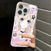 Japanese Cute Girls Y2K frosted Phone Case For iPhone 17 16 15 14 Plus 13 12 11 Pro Max X Xs XR Silver Hard Cover