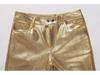 Trendy Herren-Lederhose im koreanischen Stil für Nachtclub-Friseursalons mit glänzendem Goldprägung