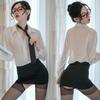 Sexy Lingerie Sexy Secretary Dress Seduction Cosplay See-through Shirt Hip Skirt Nightclub Professional Suit