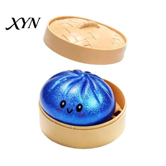 Stress Relief Toy Steamed Bun Squeeze Toy, Cute Dumpling Ball, Calming Fidget Slow Rising Decompression for Desk, Kawaii Gift Glitter