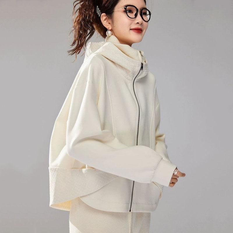 Elegant Korean Hooded Jacket Women Air Layer Coat Fashion Versatile Outerwear